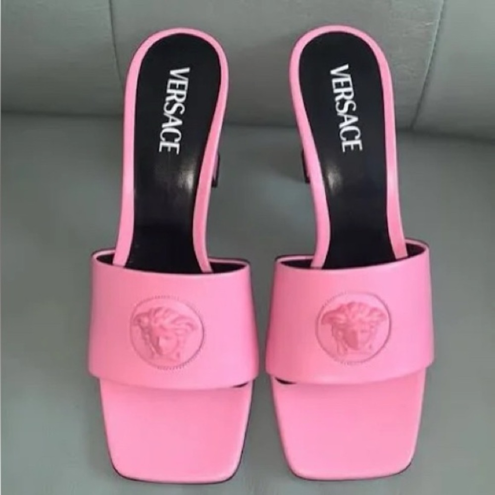 Versace Vibrant Pink Slide Sandals
